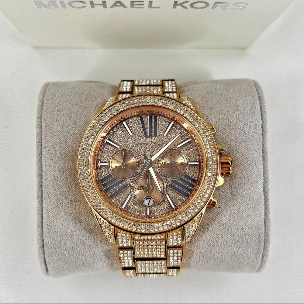 Michael Kors MK6452 Wren Rose Gold Pave Glitz StainlessSteel Women's Wrist Watch
